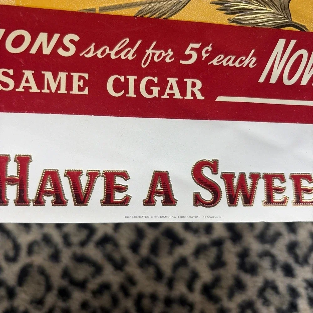 Lot 5 Lg Have a Sweet 5 cent Cigar Box Label Unused 1940-50s Tobacco Advertising